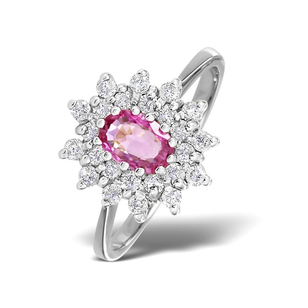 9K White Gold Diamond and Pink Sapphire Ring 0.36ct SIZES AVAILABLE K L - Image 1