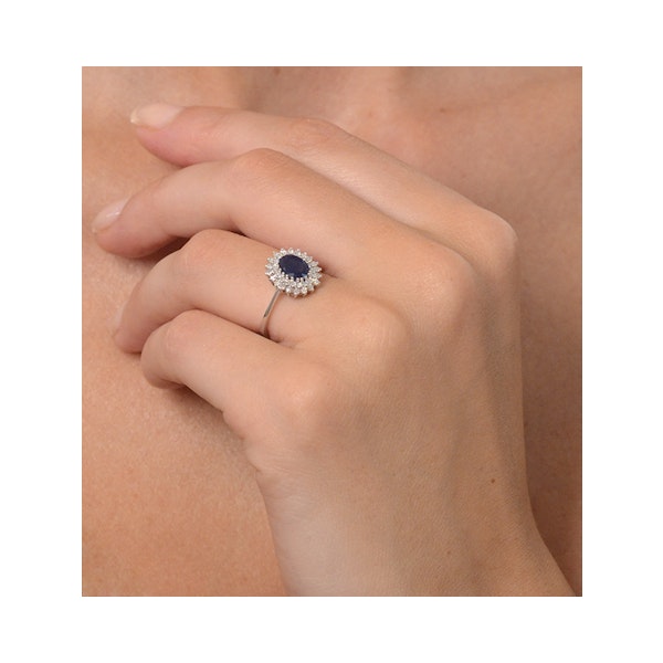 Sapphire 7 x 5mm And Diamond 9K White Gold Ring - Image 4