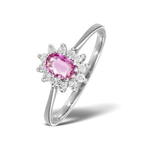 9K White Gold Diamond and Pink Sapphire Ring 0.18ct SIZES AVAILABLE J K Q