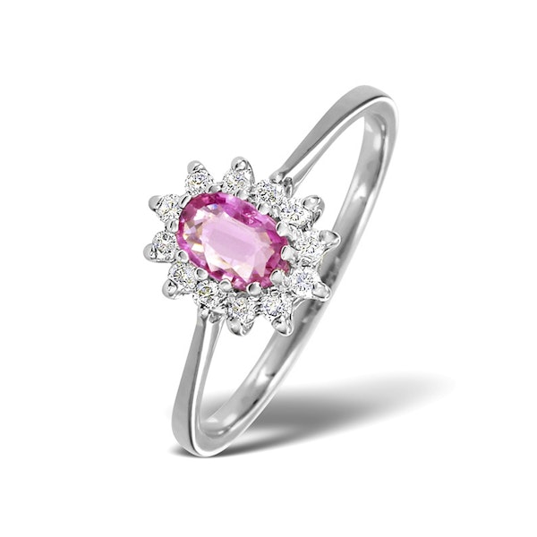 9K White Gold Diamond and Pink Sapphire Ring 0.18ct SIZES AVAILABLE J K Q - Image 1