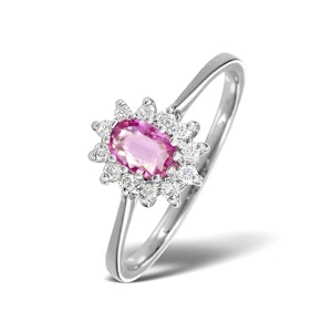 9K White Gold Diamond and Pink Sapphire Ring 0.18ct SIZES AVAILABLE J K Q