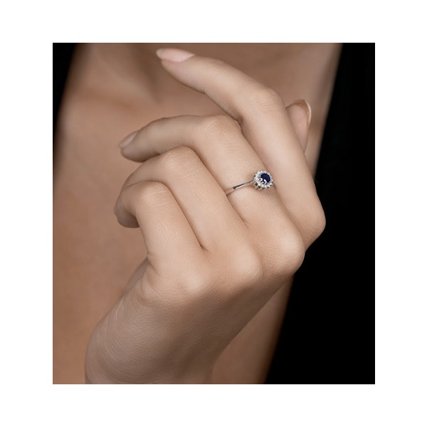 Sapphire 3.5 x 3.5mm And Diamond 9K White Gold Ring - Image 4