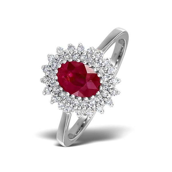 Ruby 7 x 5mm And Diamond 9K White Gold Ring SIZES AVAILABLE J L P R S T U - Image 1