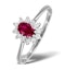 Ruby 6 x 4mm And Diamond 9K White Gold Ring  A4456 - image 1