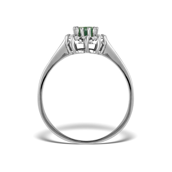 Emerald 6 x 4mm And Diamond 9K White Gold Ring SIZES AVAILABLE J O - Image 2