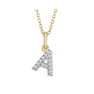 Love  Letter Initial  A Lab Diamond Necklace set in 18K Gold Vermeil