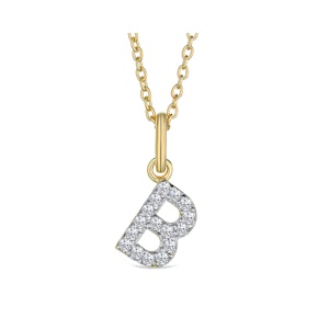 Love  Letter Initial  B Lab Diamond Necklace set in 18K Gold Vermeil