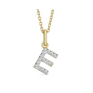 Love  Letter Initial  E Lab Diamond Necklace set in 18K Gold Vermeil