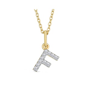 Love  Letter Initial  F Lab Diamond Necklace set in 18K Gold Vermeil