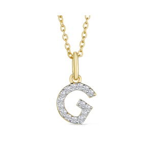 Love  Letter Initial  G Lab Diamond Necklace set in 18K Gold Vermeil