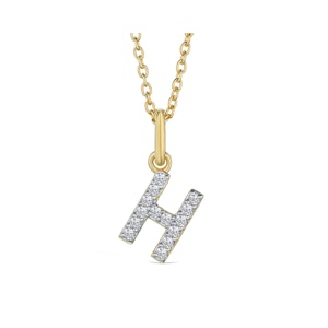 Love  Letter Initial  H Lab Diamond Necklace set in 18K Gold Vermeil