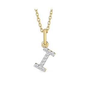 Love  Letter Initial  I Lab Diamond Necklace set in 18K Gold Vermeil
