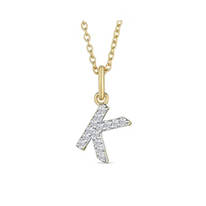 Love  Letter Initial  K Lab Diamond Necklace set in 18K Gold Vermeil