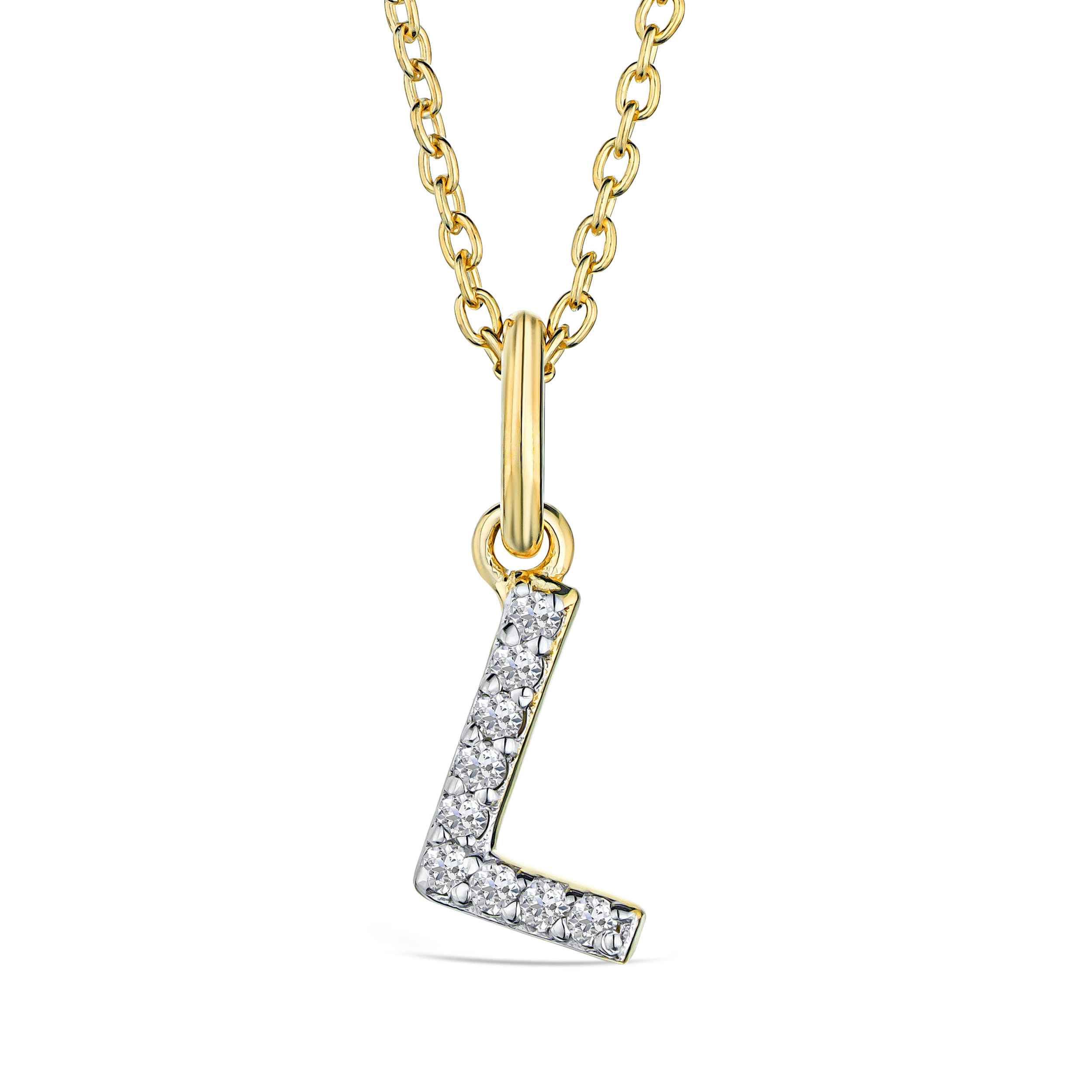 Love Letter Initial L Lab Diamond Necklace set in 18K Gold Vermeil