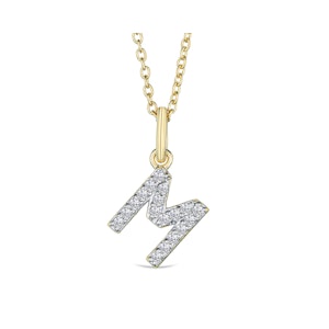 Love  Letter Initial  M Lab Diamond Necklace set in 18K Gold Vermeil