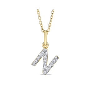 Love  Letter Initial  N Lab Diamond Necklace set in 18K Gold Vermeil