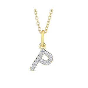 Love  Letter Initial  P Lab Diamond Necklace set in 18K Gold Vermeil