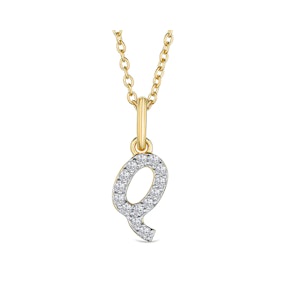 Love  Letter Initial  Q Lab Diamond Necklace set in 18K Gold Vermeil