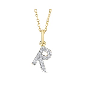 Love  Letter Initial  R Lab Diamond Necklace set in 18K Gold Vermeil