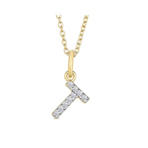 Love  Letter Initial  T Lab Diamond Necklace set in 18K Gold Vermeil