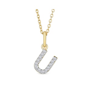 Love  Letter Initial  U Lab Diamond Necklace set in 18K Gold Vermeil