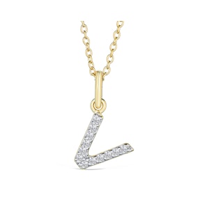 Love  Letter Initial  V Lab Diamond Necklace set in 18K Gold Vermeil