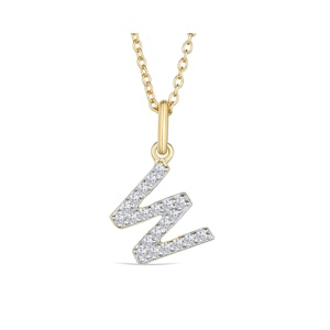 Love  Letter Initial  W Lab Diamond Necklace set in 18K Gold Vermeil