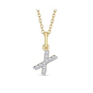 Love  Letter Initial  X Lab Diamond Necklace set in 18K Gold Vermeil