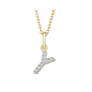 Love  Letter Initial  Y Lab Diamond Necklace set in 18K Gold Vermeil