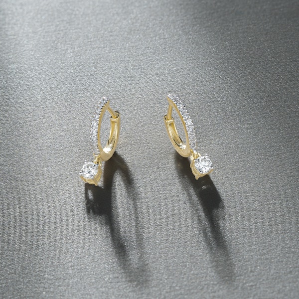 Stellato Huggie Drop Lab Diamond Earrings 0.50ct in 18K Gold Vermeil - Image 2