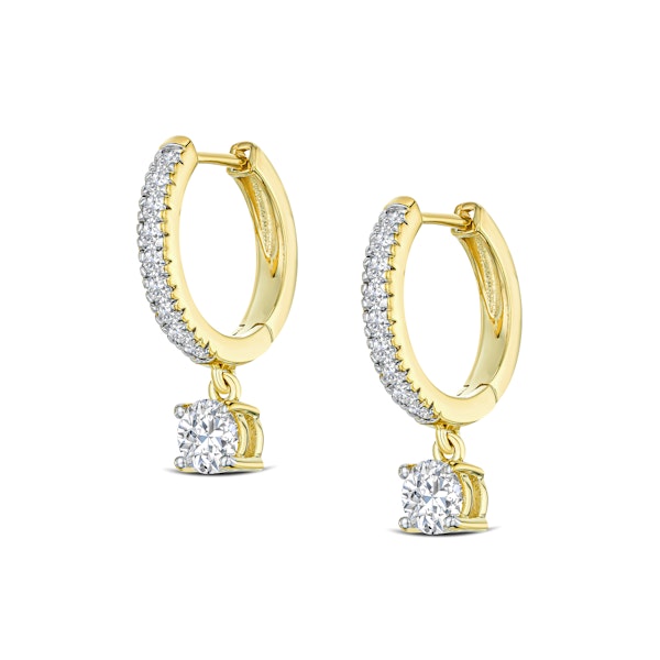Stellato Huggie Drop Lab Diamond Earrings 1.00ct in 9K Gold - Image 3