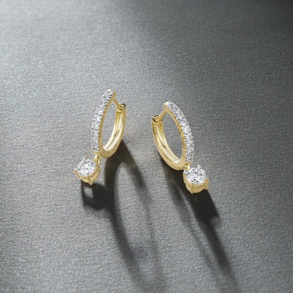 Stellato Huggie Drop Lab Diamond Earrings 1.00ct in 9K Gold - Image 2
