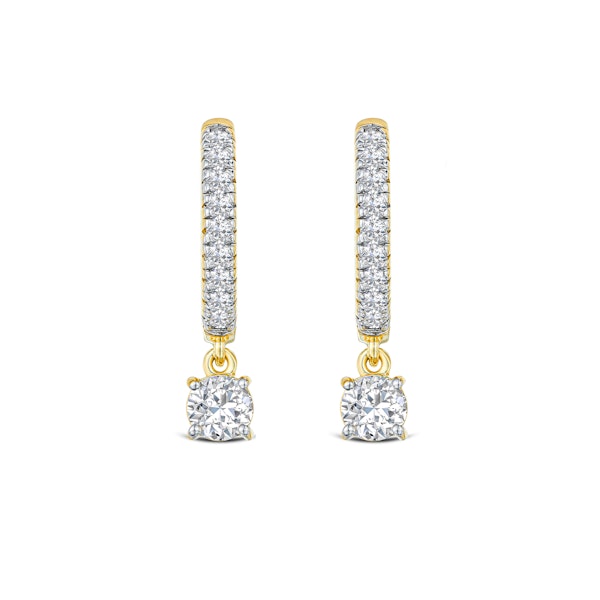 Stellato Huggie Drop Lab Diamond Earrings 1.00ct in 9K Gold - Image 1