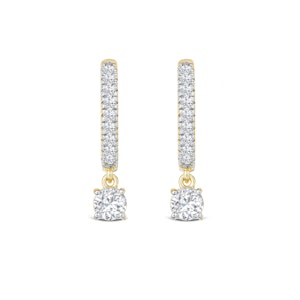 Stellato Huggie Drop Lab Diamond Earrings 1.00ct in 9K Gold