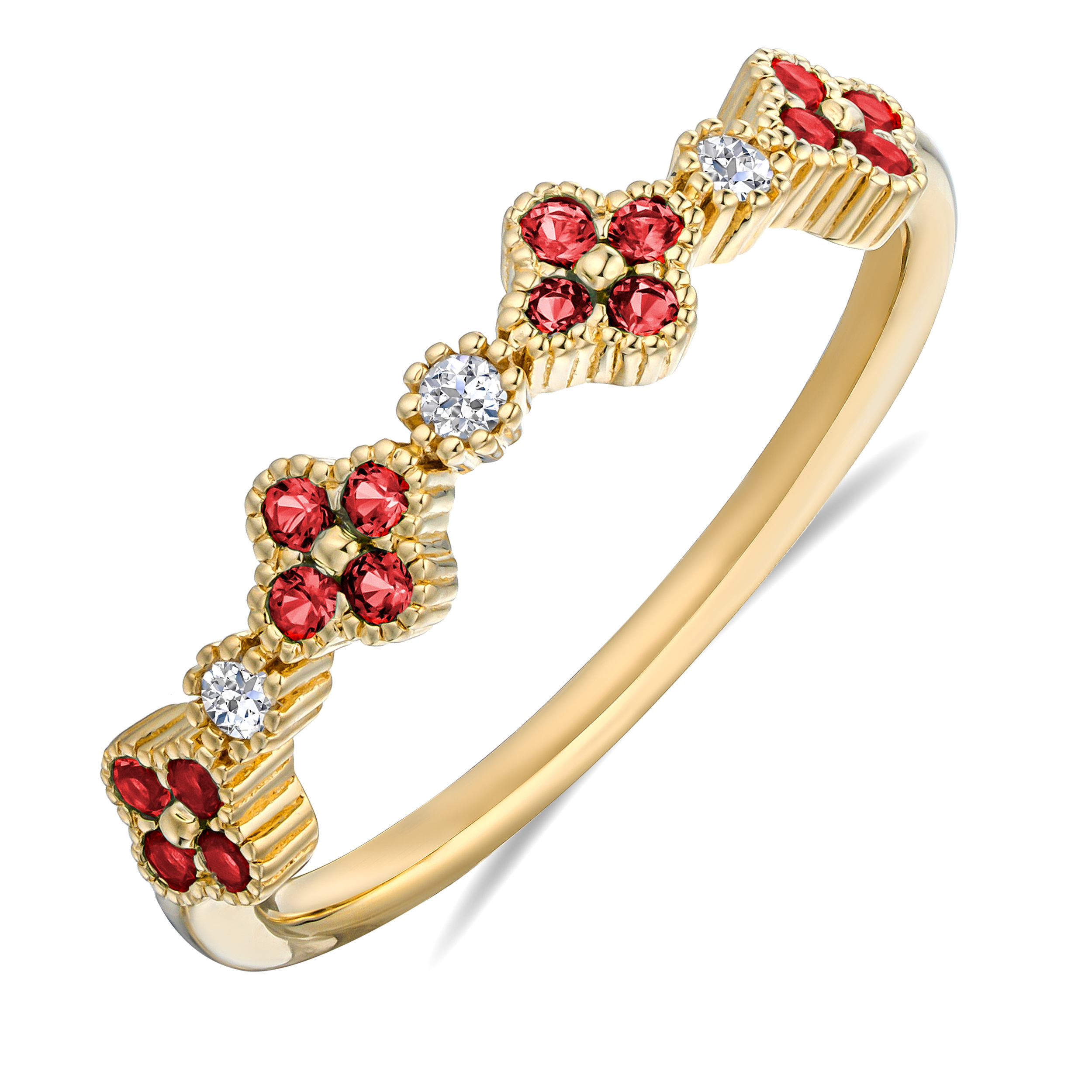 Beautiful Genuine Ruby shops & Diamond Vermeil Eternity Ring