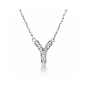 Initial 'Y' Necklace Lab Diamond Encrusted Pave Set in 925 Sterling Silver