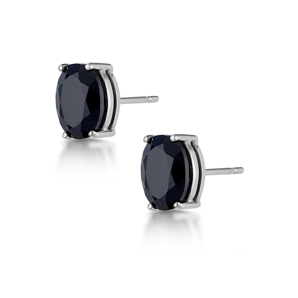 Sapphire 7mm x 5mm and 9K White Gold Earrings - Image 3