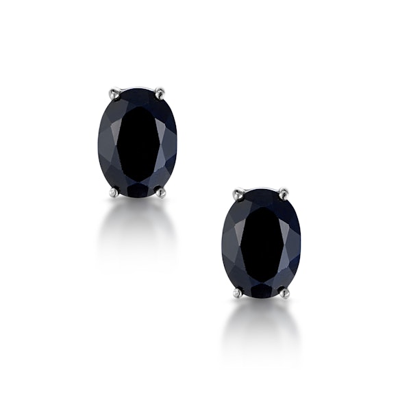 Sapphire 7mm x 5mm and 9K White Gold Earrings - Image 1