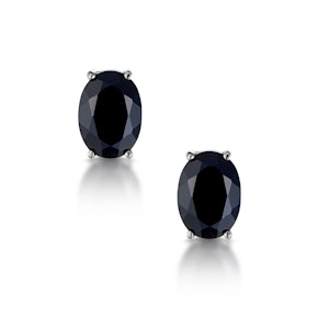 Sapphire 7mm x 5mm and 9K White Gold Earrings