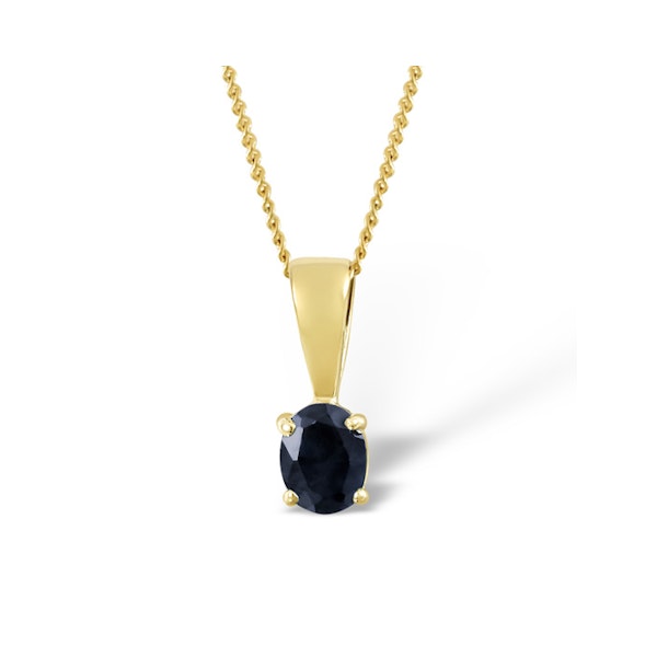 Sapphire 5 x 4 mm 18K Yellow Gold Pendant Necklace - Image 1