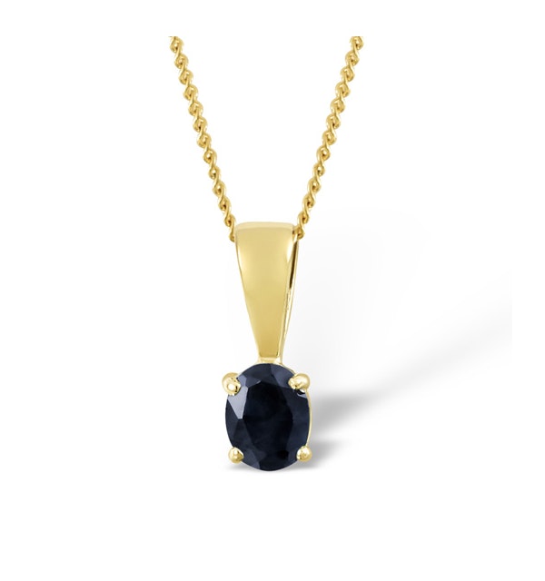 Sapphire 5 x 4 mm 18K Yellow Gold Pendant Necklace - image 1