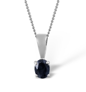 Sapphire 5 x 4mm 18K White Gold Pendant Necklace