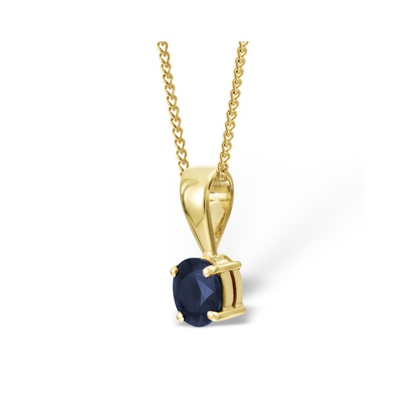 Sapphire 5 x 4 mm 18K Yellow Gold Pendant Necklace - Image 2