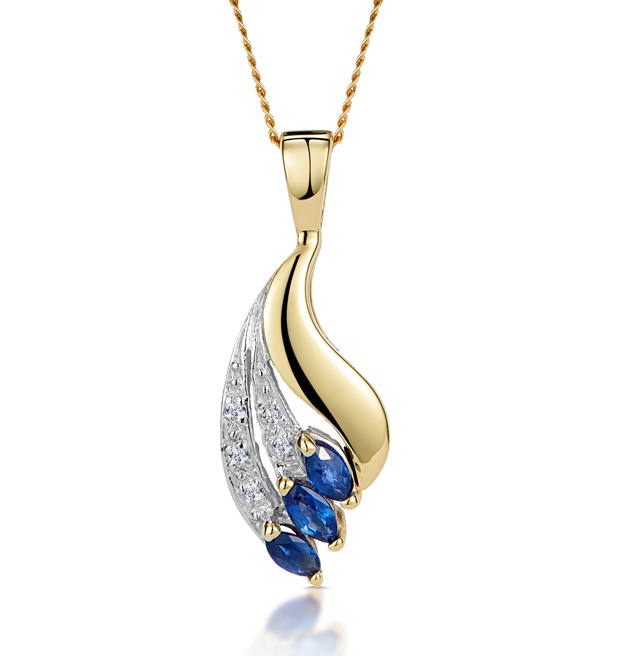 Yellow gold sapphire pendant sales