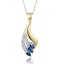 Sapphire 4 x 2mm And Diamond 9K Yellow Gold Pendant Necklace - image 1