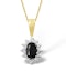 Sapphire 6 x 4mm And Diamond 9K Yellow Gold Pendant Necklace - image 1
