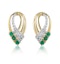 Emerald 8 x 15mm And Diamond 9K Yellow Gold Earrings - image 1