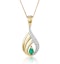 Emerald 4 x 3mm And Diamond 9K Yellow Gold Pendant Necklace - image 1
