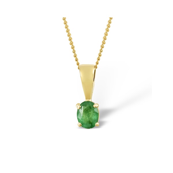 Emerald 5 x 4mm 18K Yellow Gold Pendant Necklace - Image 1