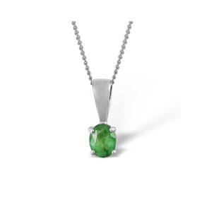 Emerald 5 x 4mm 18K White Gold Pendant Necklace